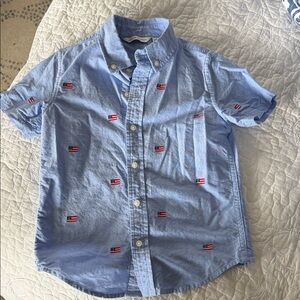 Janie & Jack Blue Kids Shirt with Flag Embroidery size 6